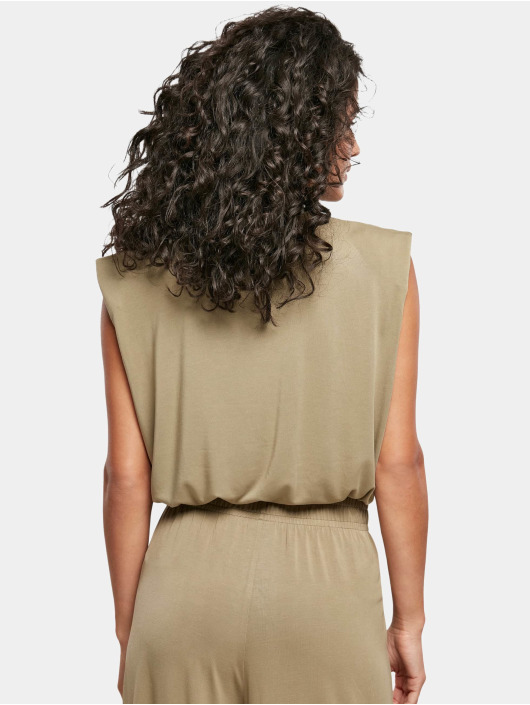 Urban Classics Tops sans manche Ladies Modal Padded Shoulder kaki